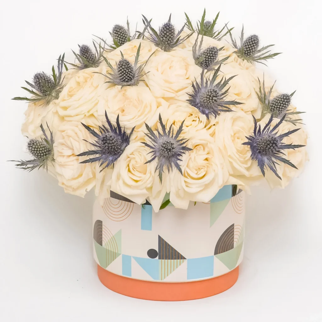 White Floral Arrangement – Grecian Geometry
